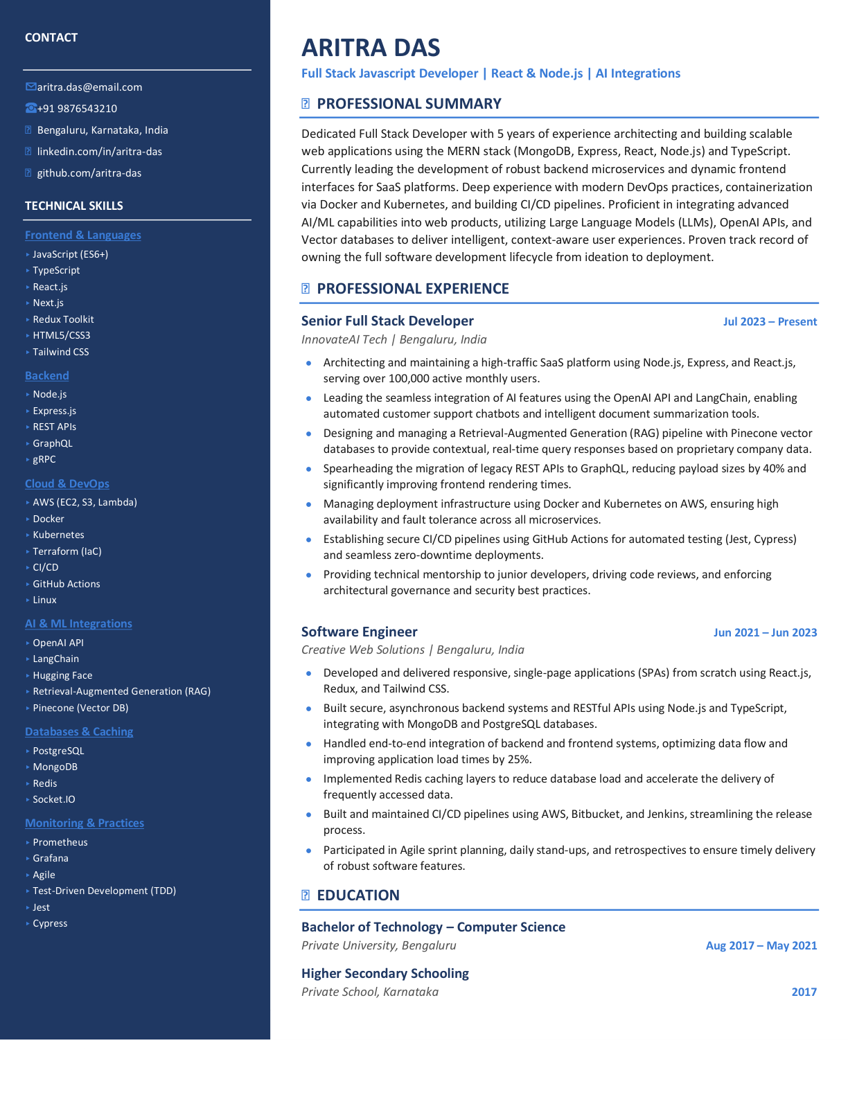 Resume using graphic icons and dense paragraph-style work experience content.
